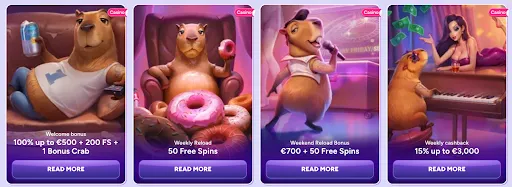Promocije SpinBara Casina s maskotama – bonusi dobrodošlice, besplatne vrtnje i cashback ponude